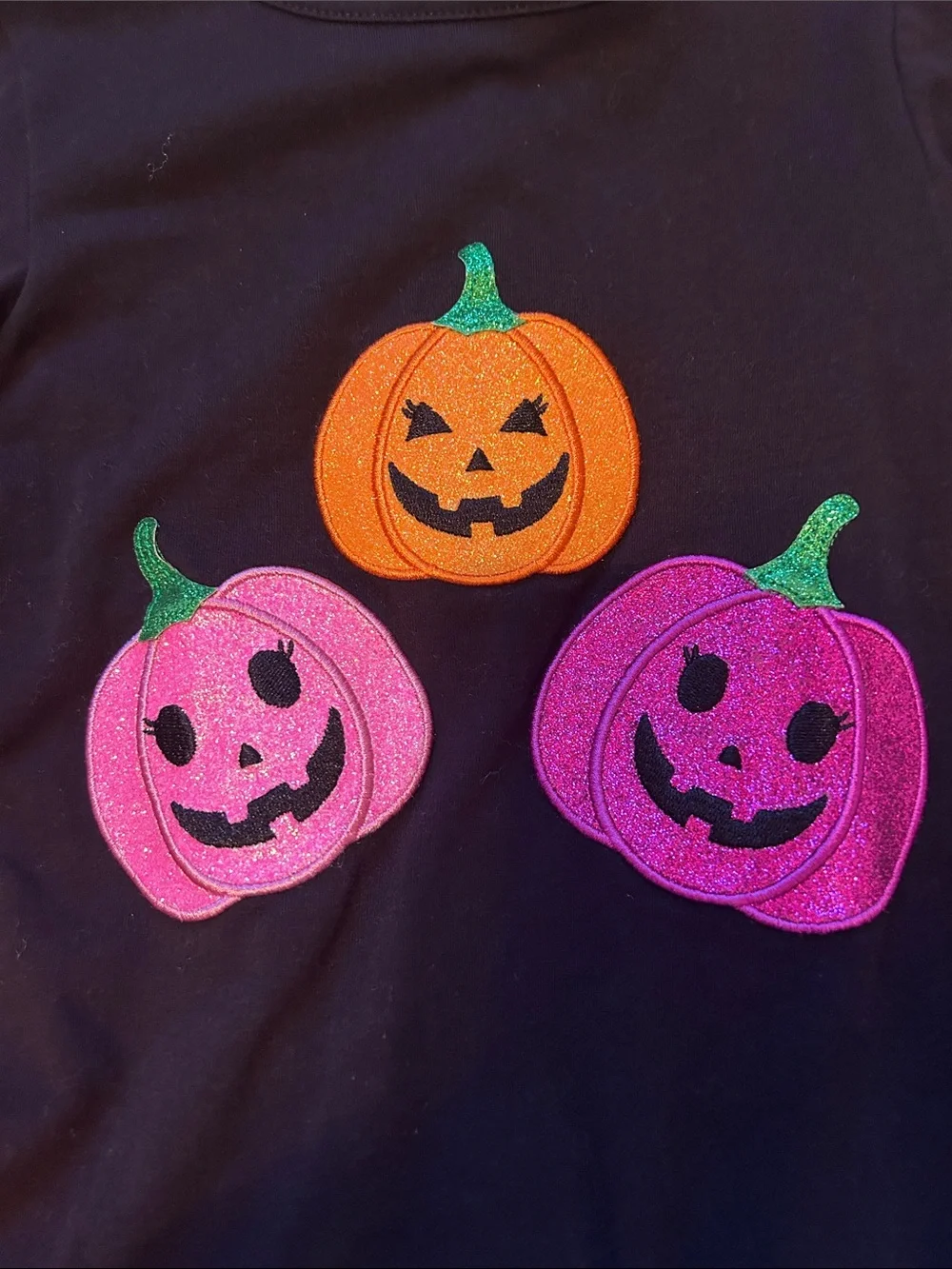 Girls Black Pumpkin Sequin Halloween Dress with Orange Leggings